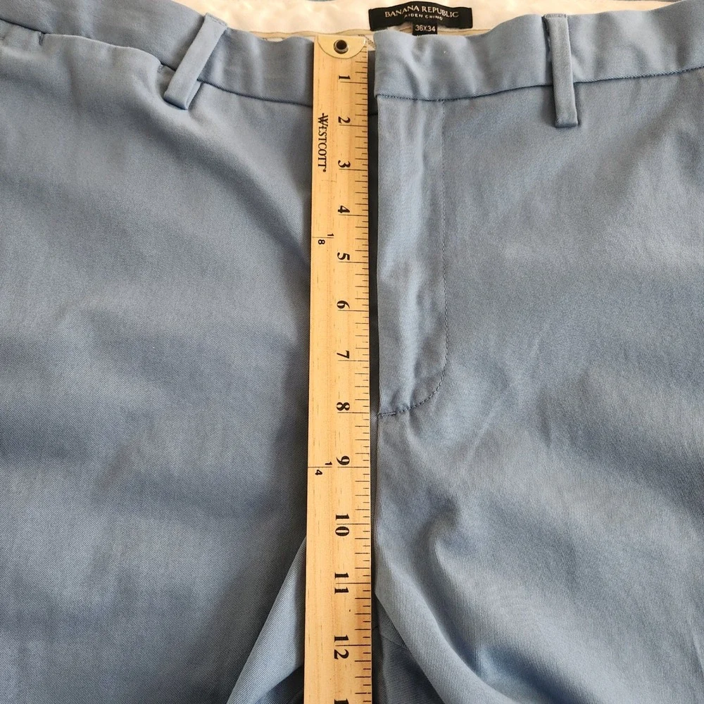 Banana Republic Aiden Chino Men 36x33 Stretch Slim Fit Blue Cotton Twill Pants